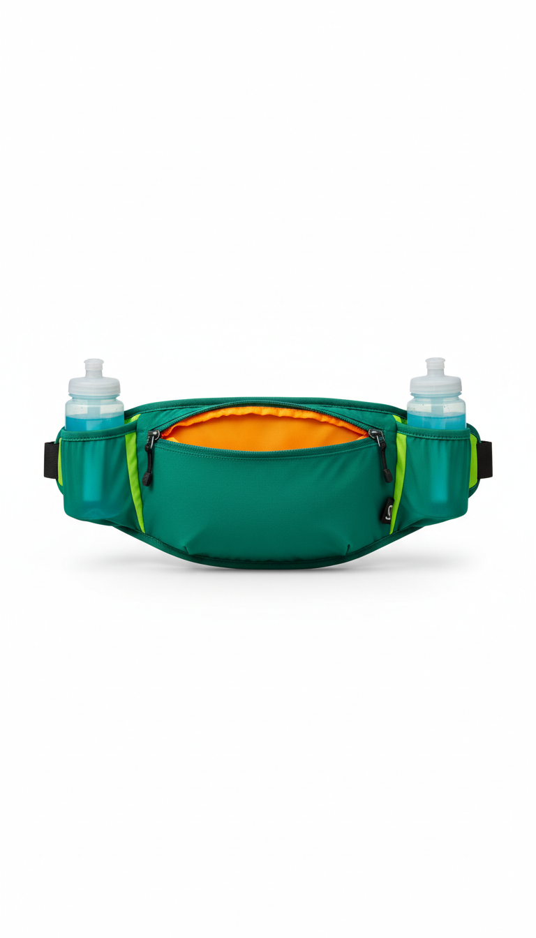 Pulse Green hydration belt with extra zip pocket