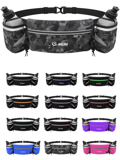 G-Run Hydration Running Belt — 2x10oz Bottles, Fits Any Phone